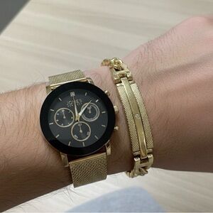 Jones New York Men's Gold-Tone Mesh Bracelet Watch and Matching Bracelet